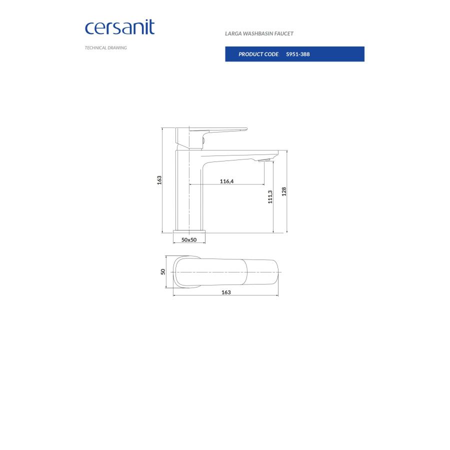 CERSANIT LARGA ZOTA BATERIA UMYWALKOWA TAP S951-389