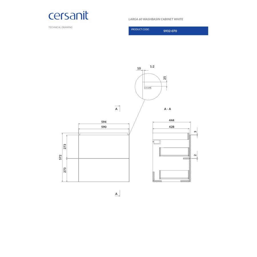 CERSANIT LARGA 60 WASHBASIN CABINET WHITE S932-070