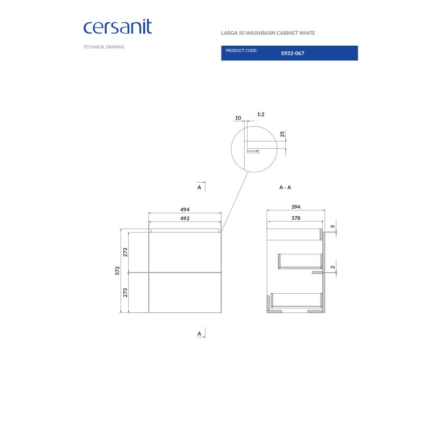 CERSANIT LARGA 50 WASHBASIN CABINET WHITE S932-067